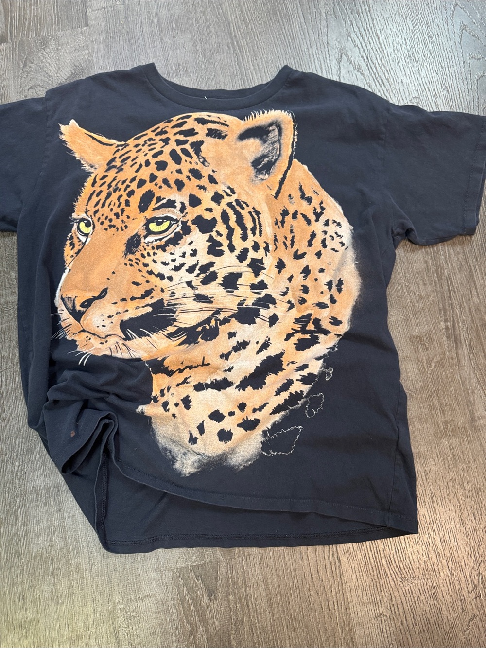 Wrangler oversized Black Tee with Large Leopard Head Graphic